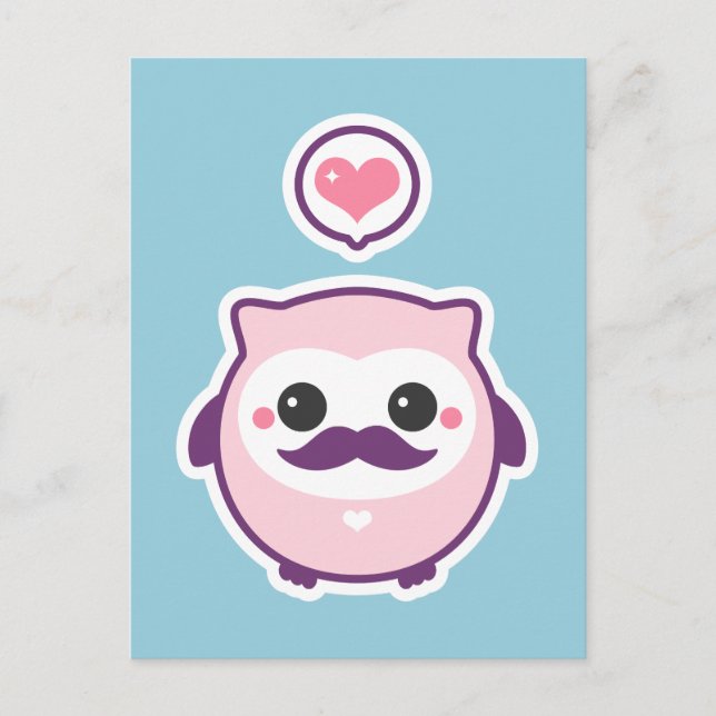 Cute Mustache Owl Postcard (Front)