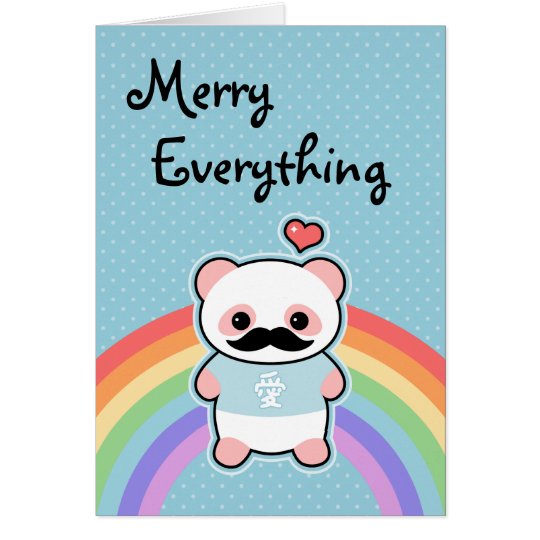 Cute Mustache Panda Holiday Card