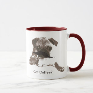 Cute Mustache Pug Coffee Mugs