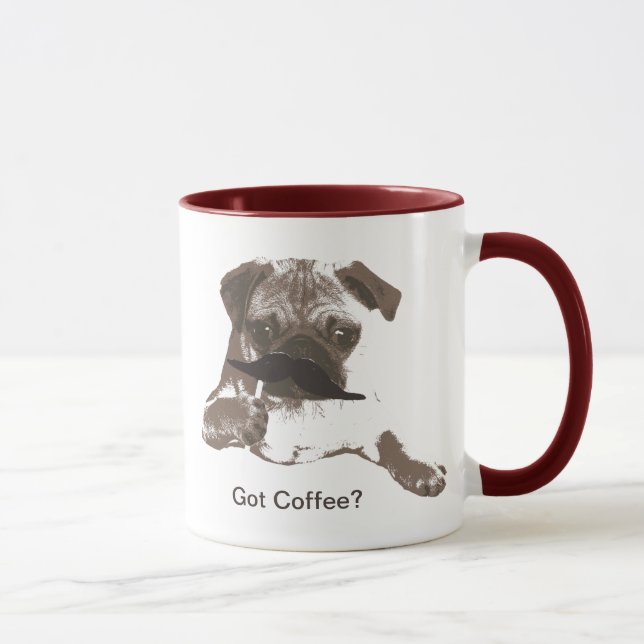 Cute Mustache Pug Coffee Mugs (Right)