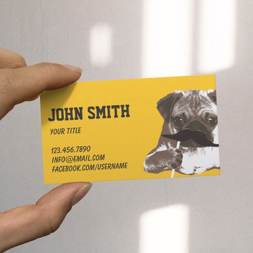 Cool Mustache Pug Business Card