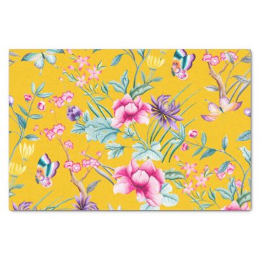 Cute Mustard Yellow Floral & Butterflies Pattern