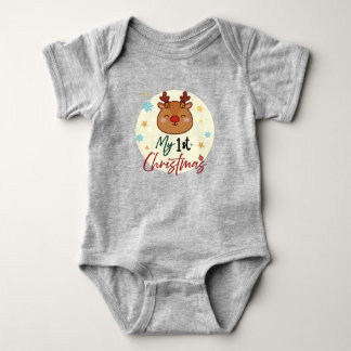 Cute My 1st Christmas Reindeer Baby Bodysuit