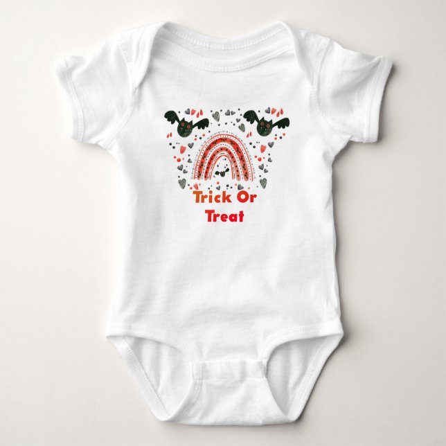 Cute My 1st Halloween with Red Rainbow Bats Spooky Baby Bodysuit (Front)