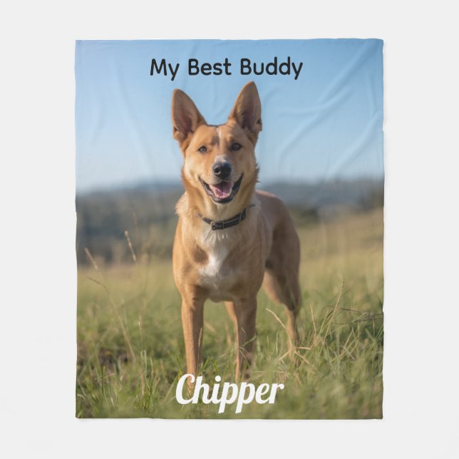 Cute My Best Buddy Cattle Dog Personalized Fleece Blanket (Front)