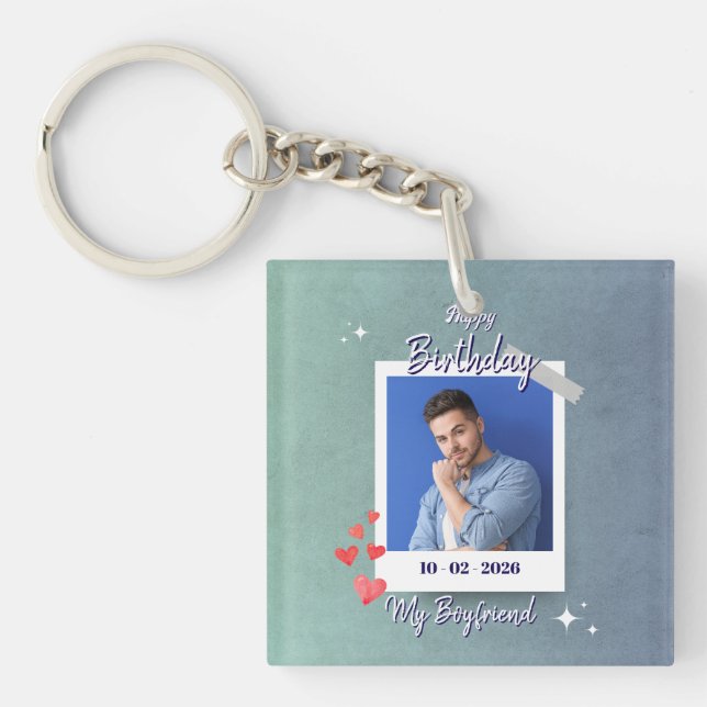 Cute My Boyfriend Birthday Gift Design Keychain (Front)