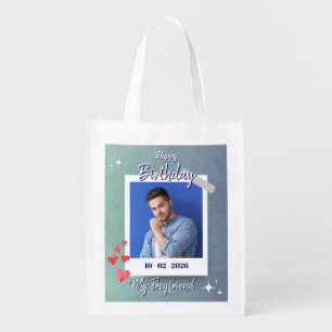 Cute My Boyfriend Birthday  Grocery Bag