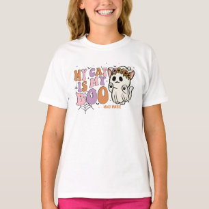 Cute My Cat Is My Boo Girl's Halloween T-Shirt