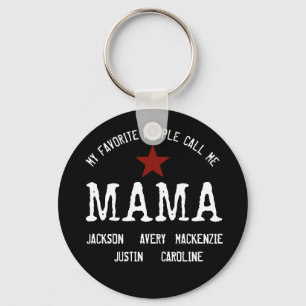 Cute My Favorite People Call Me Mama Personalized Keychain