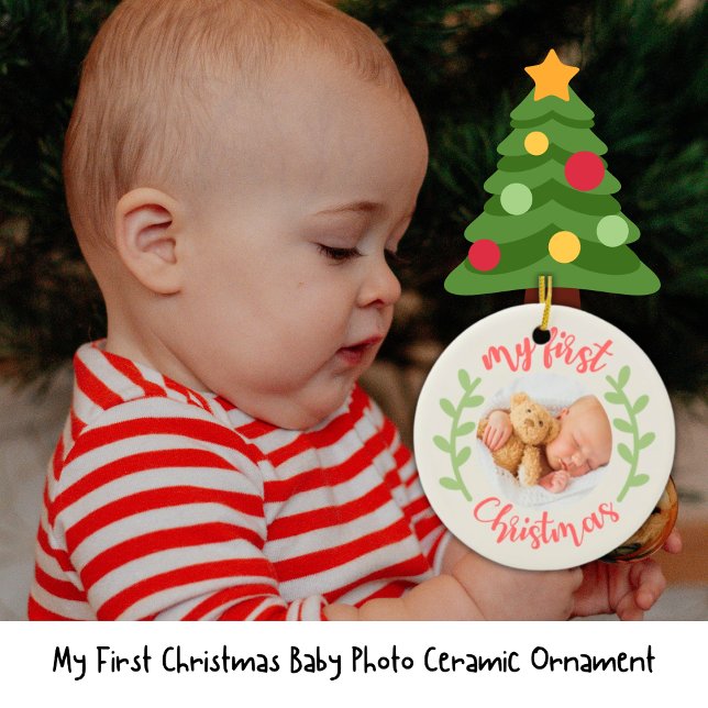 Cute My First Christmas Baby Photo Ceramic Ornament (My First Christmas Baby Photo Ceramic Ornament)