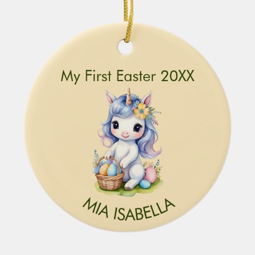 Cute My First Easter Unicorn Baby Ceramic Ornament