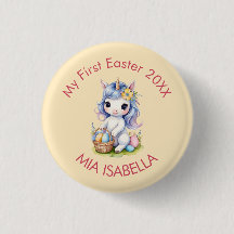 Cute My First Easter Unicorn Button