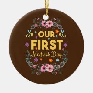 Cute My First Mother's Day Mom To Be Ceramic Ornament