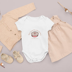 Cute My First Thanksgiving Blueberry Pie Baby Girl Baby Bodysuit