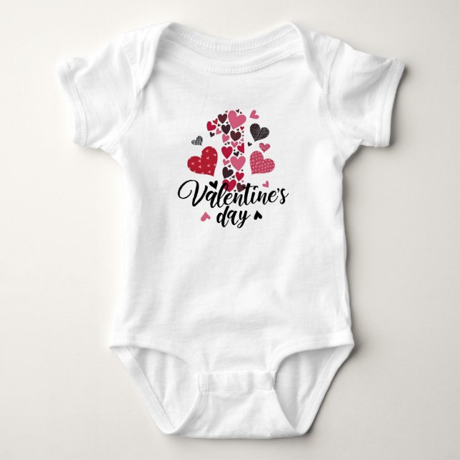 CUTE MY FIRST VALENTINES DAY SAYING BABY BODYSUIT (Front)