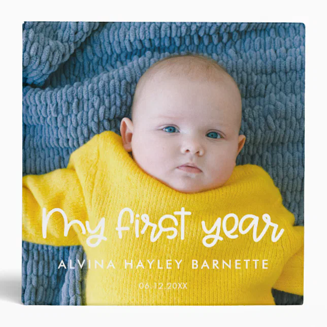 Cute My First Year Baby photo album 3 Ring Binder Zazzle