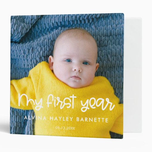 Cute My First Year Baby photo album 3 Ring Binder Zazzle