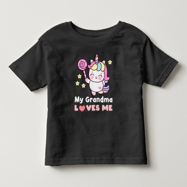 Cute My Grandma Loves Me Unicorn Toddler T-shirt (Front)