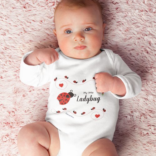 Cute My Little Ladybug Red and Black with Name Baby Bodysuit