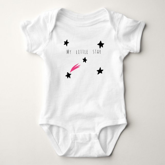 Cute My little Star Comet Space Drawing Girl Baby Bodysuit (Front)
