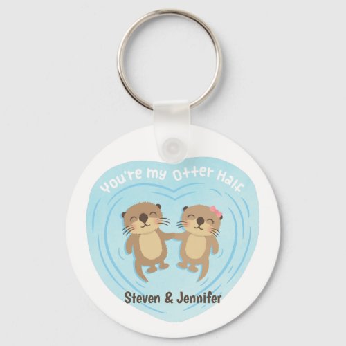 Cute My Otter Half Couple Personalized Keychain