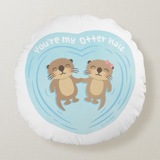 Cute My Otter Half Pun Love Humor Throw Pillow (Front)