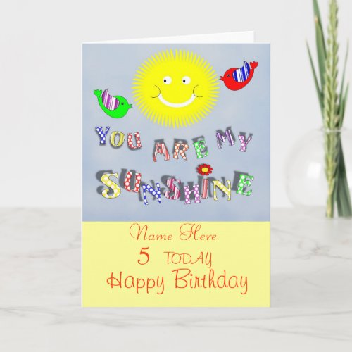 Cute My Sunshine Personalized Birthday Card