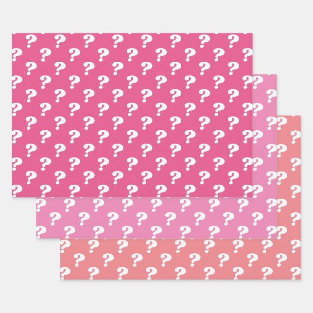 Cute Mystery Gift Wrapper (Question Mark) (Pinks) Wrapping Paper Sheets (Set)