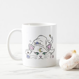 Cute Mystic Cat With Crystals  Coffee Mug