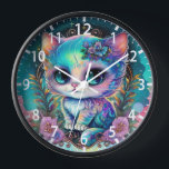 Cute Mystical Cat Kitten Celestial Animal Clock<br><div class="desc">Cute Mystical Cat Kitten Celestial Animal Clocks features a cute mystical cat sitting in pretty wild flowers. Created by Evco Studio www.zazzle.com/store/evcostudio</div>
