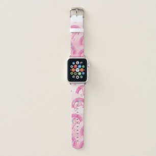 Cute Mythical Pink Unicorn Rainbow Watercolor Apple Watch Band