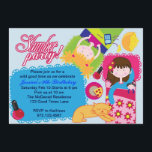 Cute n pink sleepover Slumber Party Invitations<br><div class="desc">Cute n pink sleepover Slumber Party Invitations with cute girls all tucked in bed with a sleepy cat listening to music and having a fun slumber party.</div>