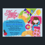 Cute n pink sleepover Slumber Party Invitations<br><div class="desc">Cute n pink sleepover Slumber Party Invitations with cute girls all tucked in bed with a sleepy cat listening to music and having a fun slumber party.</div>