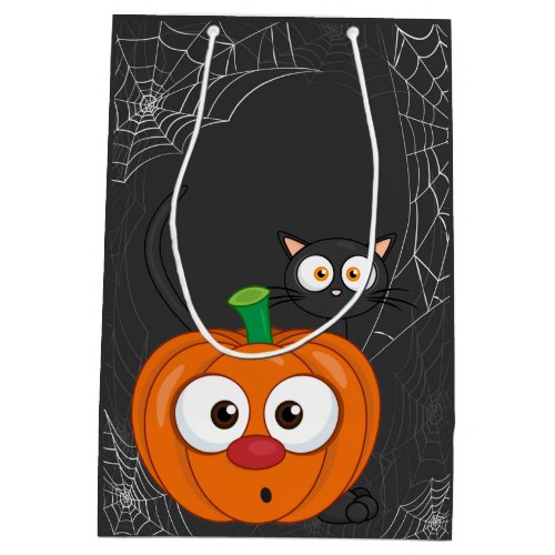 Cute n Spooky Cat and Pumpkin Halloween Medium Gift Bag