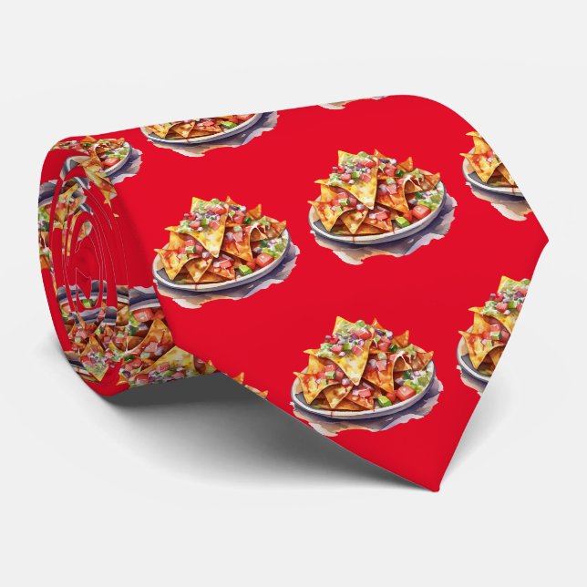 Cute nacho tiled pattern  neck tie (Rolled)
