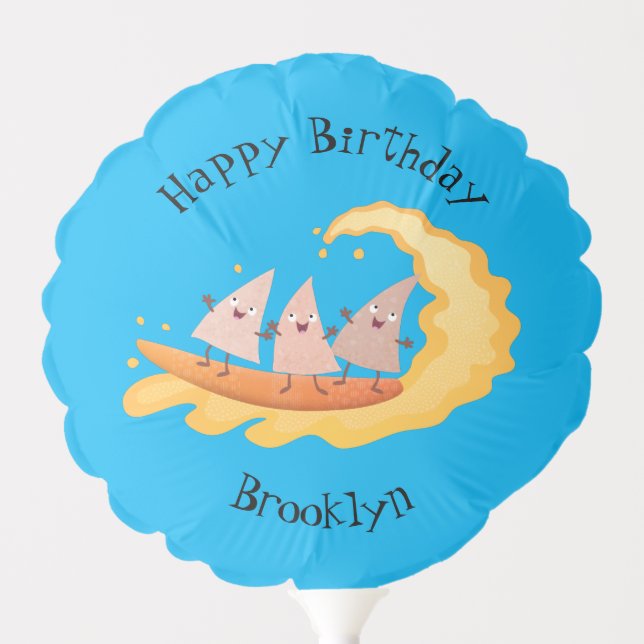 Cute nachos corn chips surfing balloon (Front)
