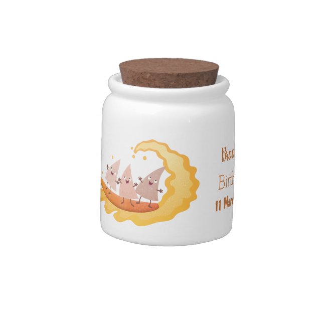 Cute nachos corn chips surfing  candy jar (Left)