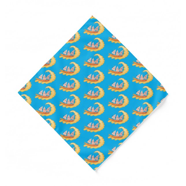 Cute nachos corn chips surfing cartoon  bandana (Front)