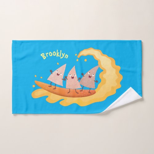 Cute nachos corn chips surfing cartoon bath towel set