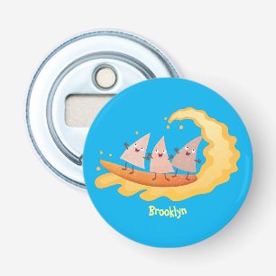 Cute nachos corn chips surfing cartoon  bottle opener