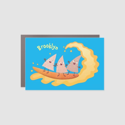 Cute nachos corn chips surfing cartoon car magnet