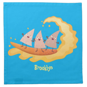 Cute nachos corn chips surfing cartoon  cloth napkin