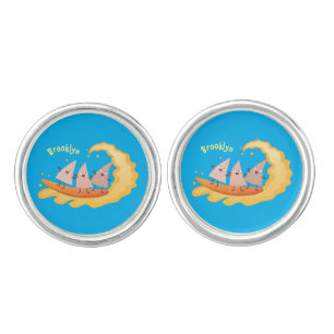 Cute nachos corn chips surfing cartoon  cufflinks