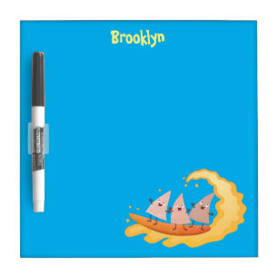 Cute nachos corn chips surfing cartoon dry erase board