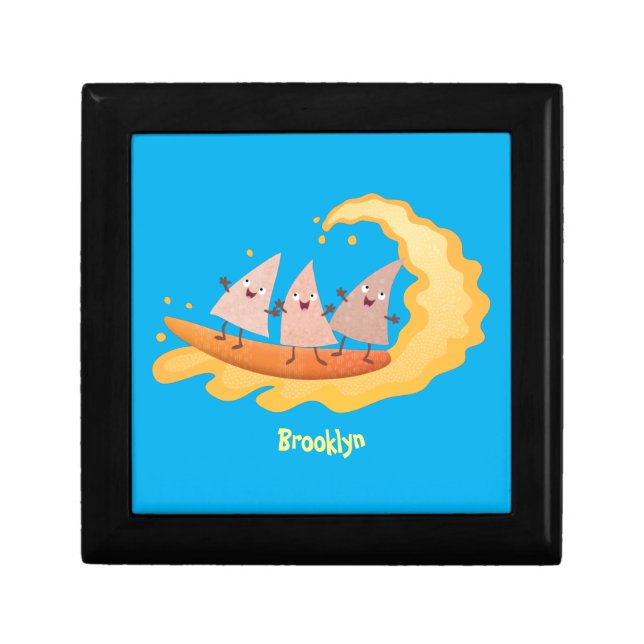Cute nachos corn chips surfing cartoon gift box (Front)