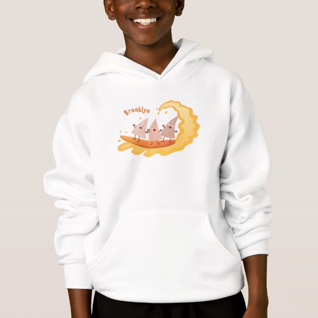 Cute nachos corn chips surfing cartoon  hoodie (Front)