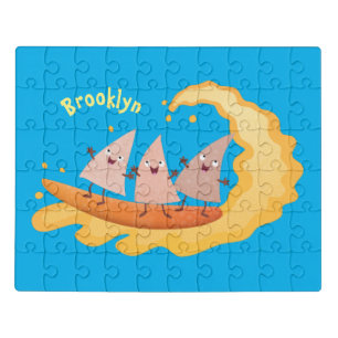 Cute nachos corn chips surfing cartoon jigsaw puzzle
