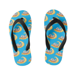 Cute nachos corn chips surfing cartoon kid's flip flops