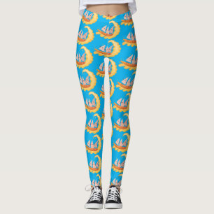 Cute nachos corn chips surfing cartoon leggings