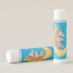 Cute nachos corn chips surfing cartoon lip balm